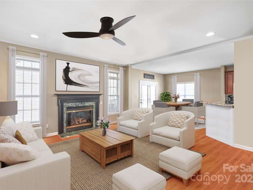 10615 Persimmon Creek Drive, Mint Hill, NC 28227.  MLS# CAR4232856, YatesRealty ID 9969. Virtually Staged - Beautiful Living Room Overlooking Pool and Golf Course