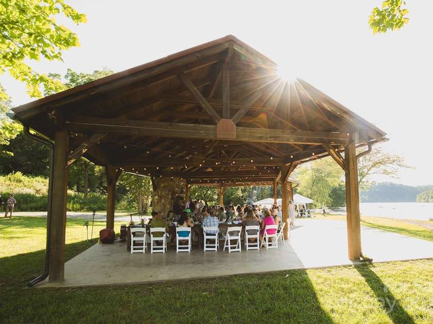 202 Westridge Farm Road, Asheville, NC 28804.  MLS# CAR4312762, YatesRealty ID 997. Pavilion with stone fireplace, perfect for gatherings, concerts, and year-round enjoyment